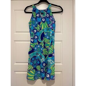 Southwind Apparel XS Blue Green Key hole Floral Paisley Mini Dress  101